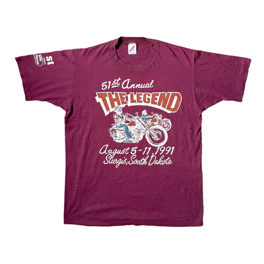 Vintage 1991 Sturgis Black Hills Rally T Shirt - Burgundy